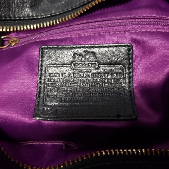 Authentic Used Black Pleated Leather COACH bag - Picture 6 of 8